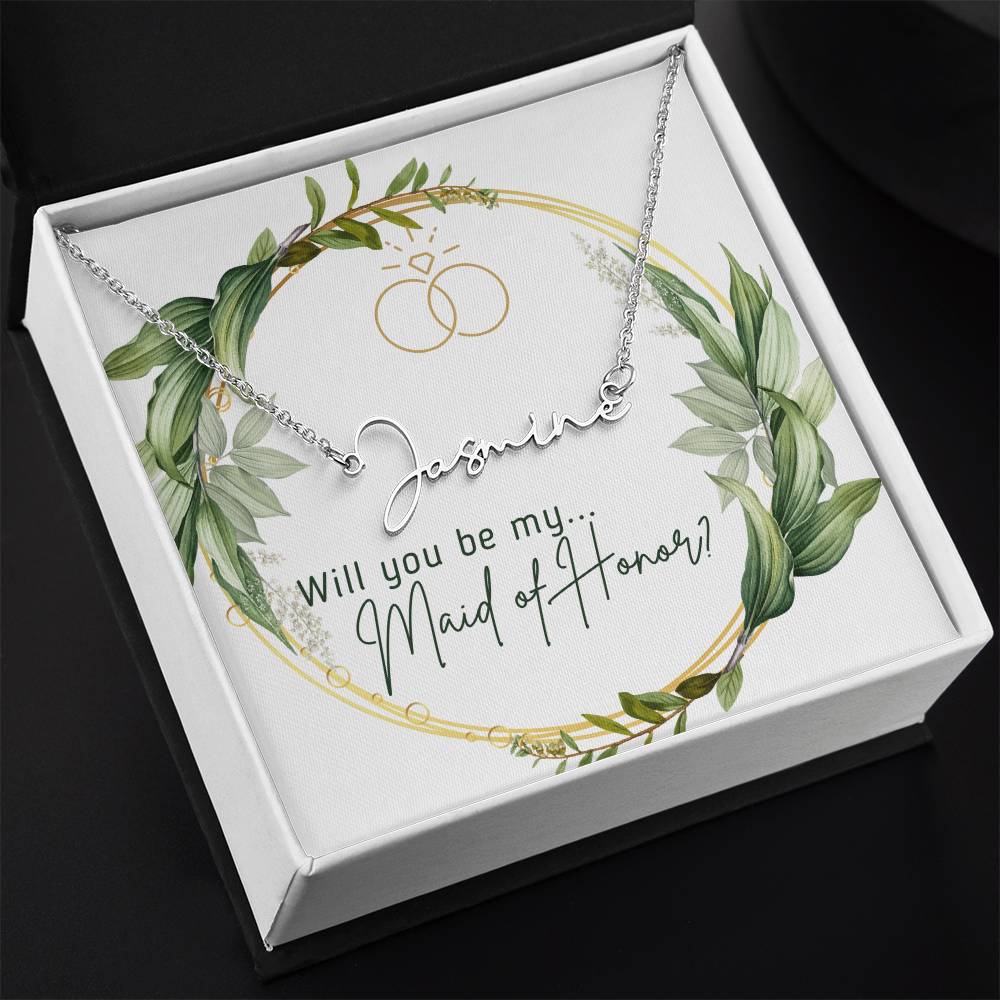 Wedding Party Maid of Honor Proposal Name Necklace