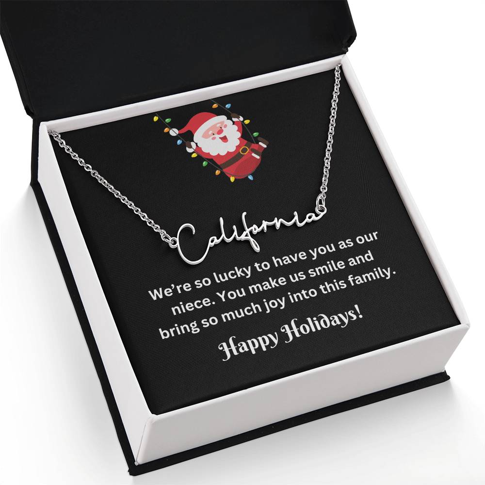 Christmas Niece Name Necklace