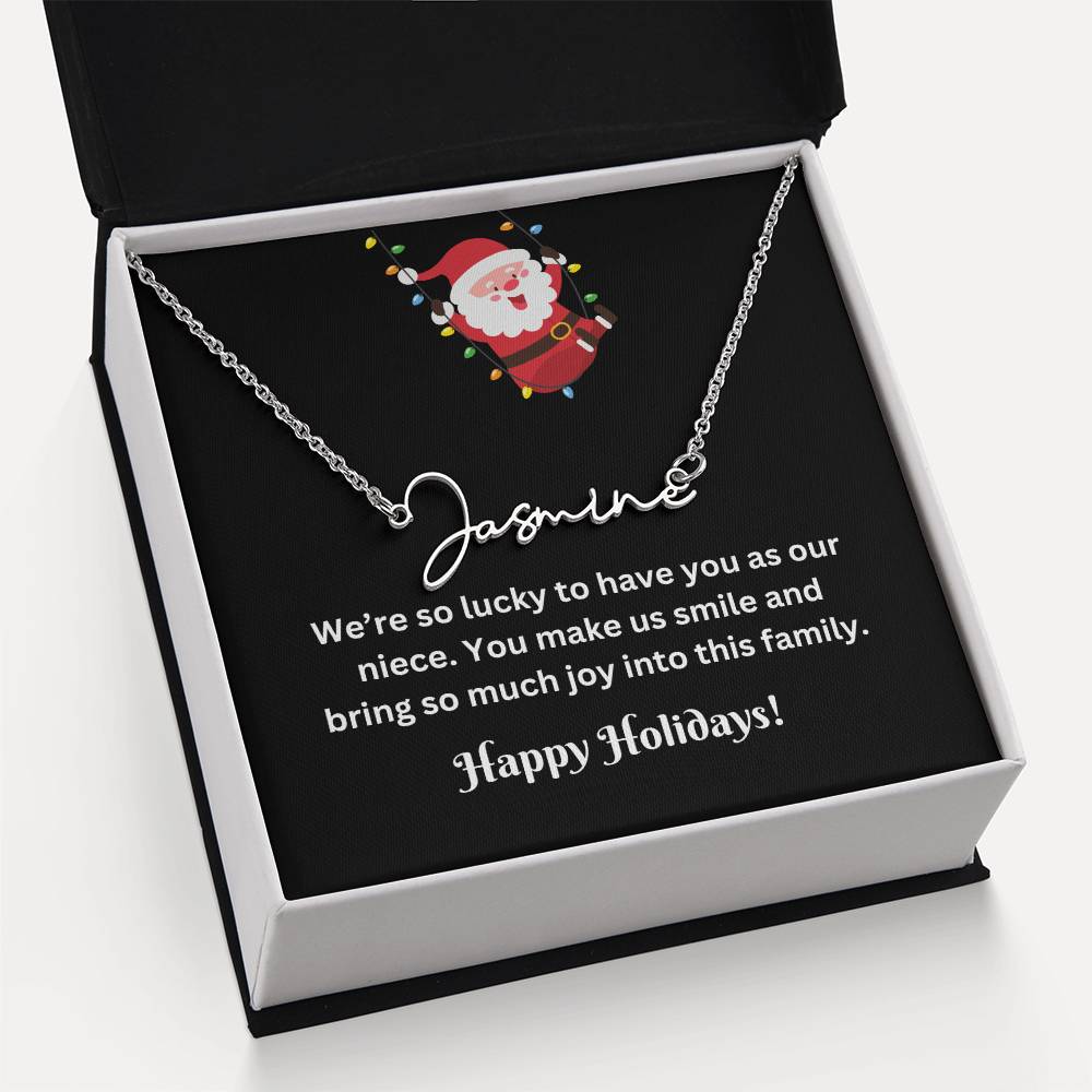 Christmas Niece Name Necklace