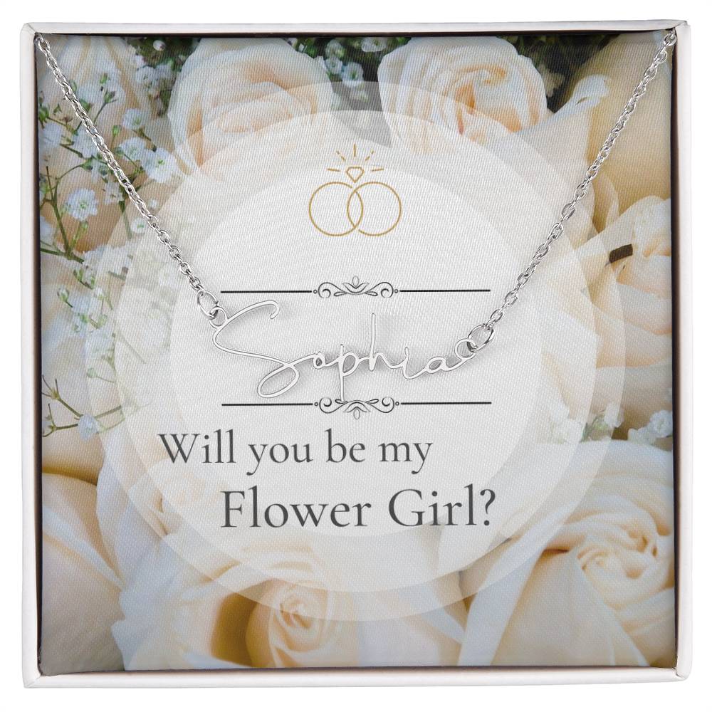 FLOWER GIRL BRIDAL PARTY WEDDING PROPOSAL NAME NECKLACE