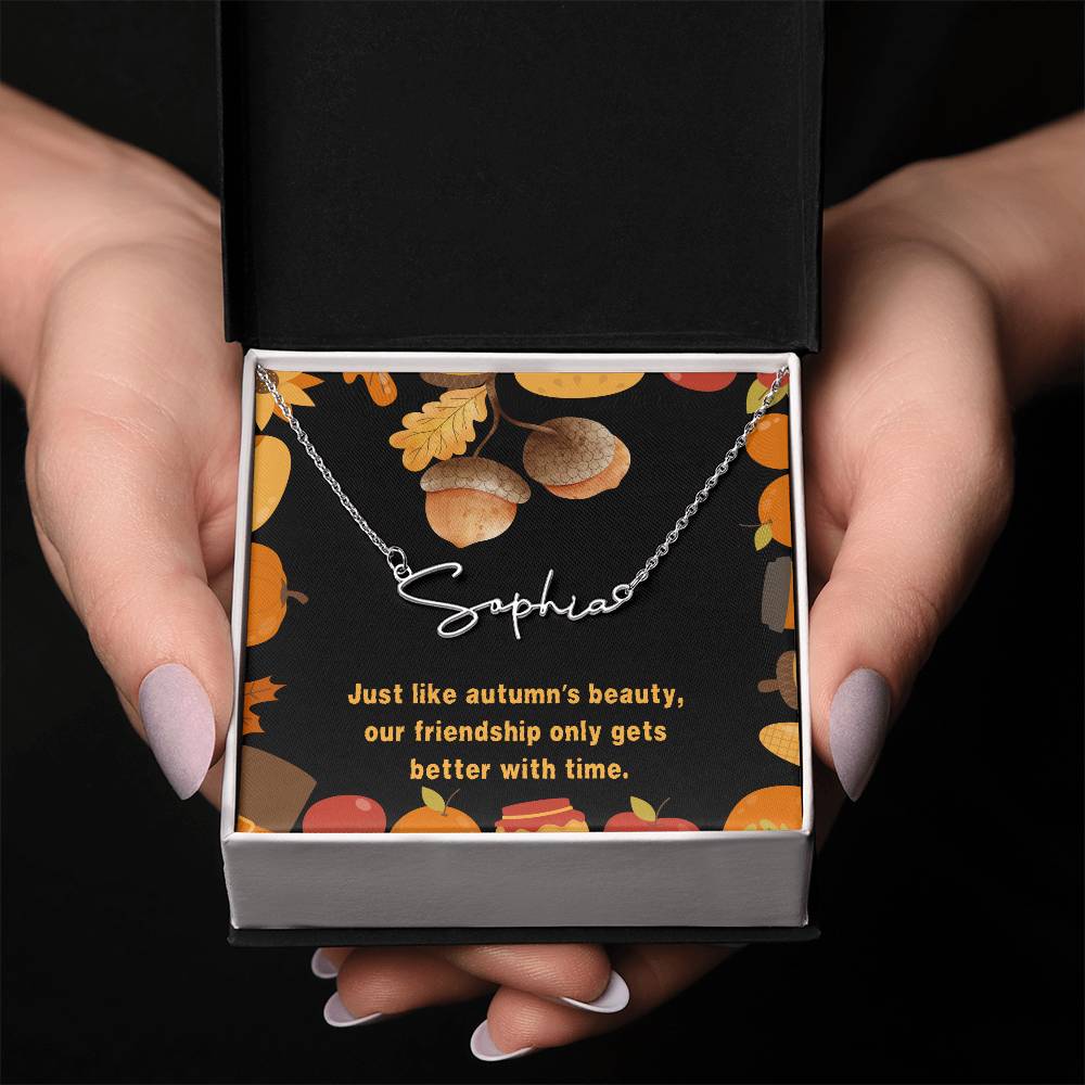 Halloween Friendship Signature Name Necklace