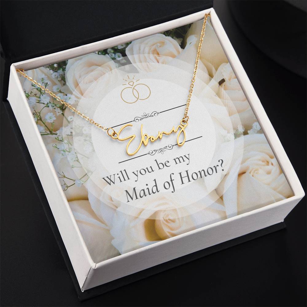 MAID OF HONOR NAME NECKLACE WEDDING PARTY PROPOSAL