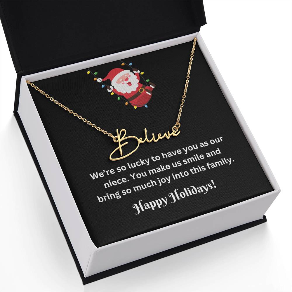 Christmas Niece Name Necklace