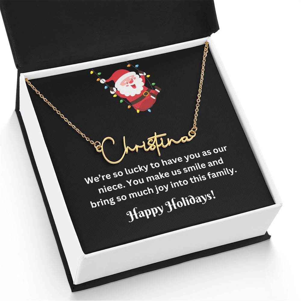 Christmas Niece Name Necklace