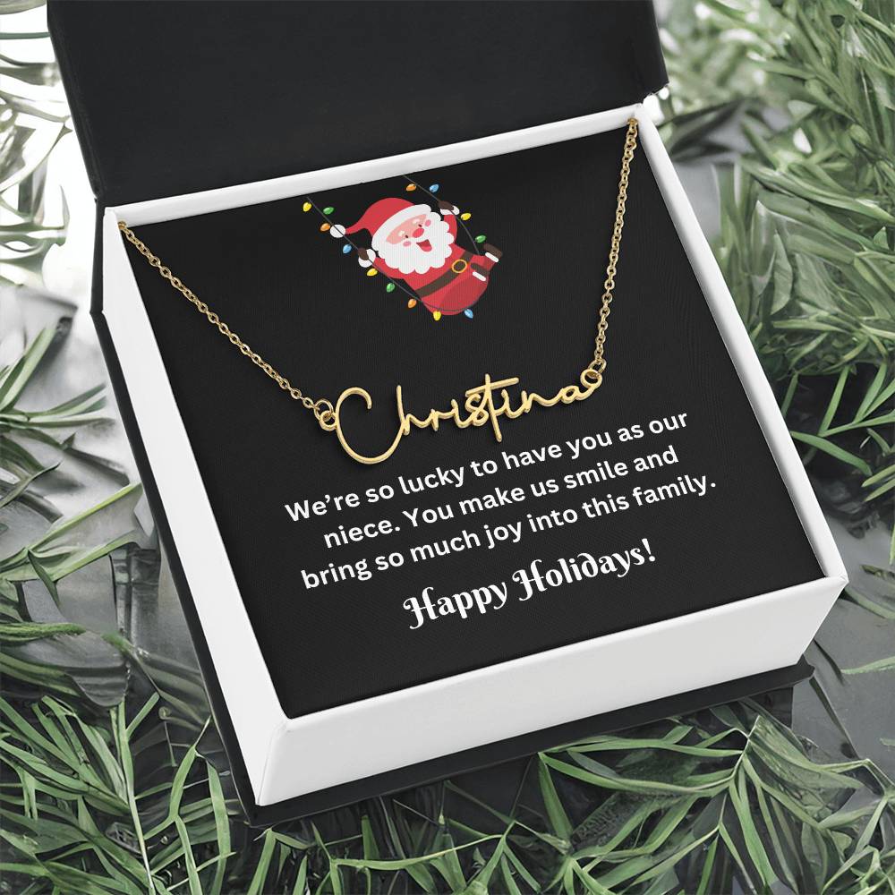 Christmas Niece Name Necklace