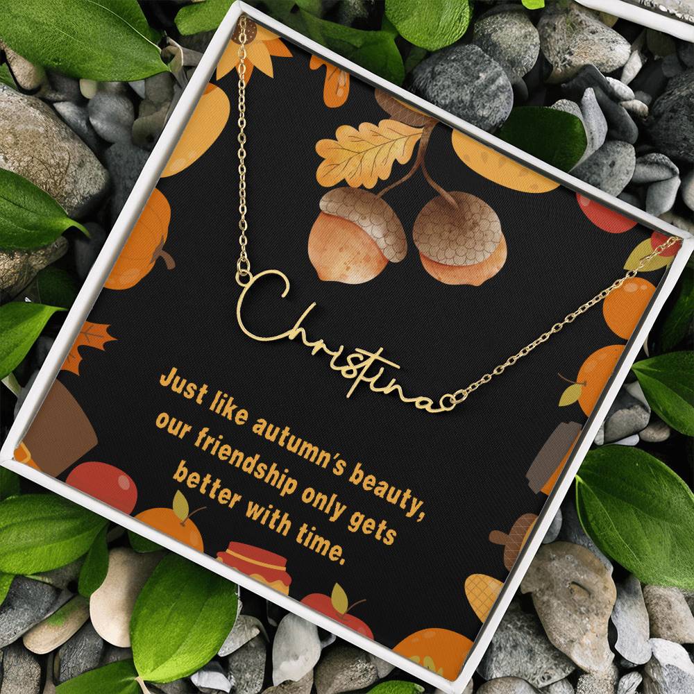 Halloween Friendship Signature Name Necklace