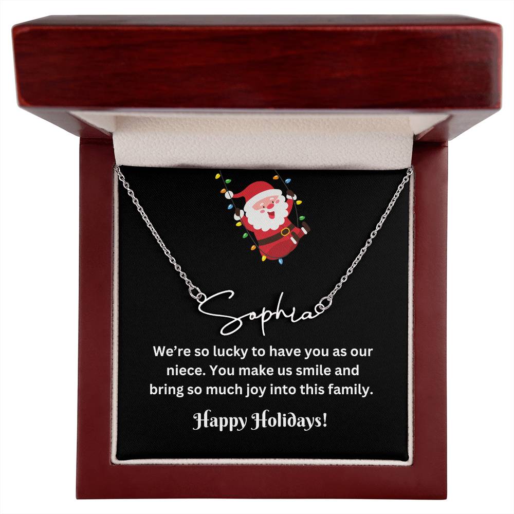 Christmas Niece Name Necklace