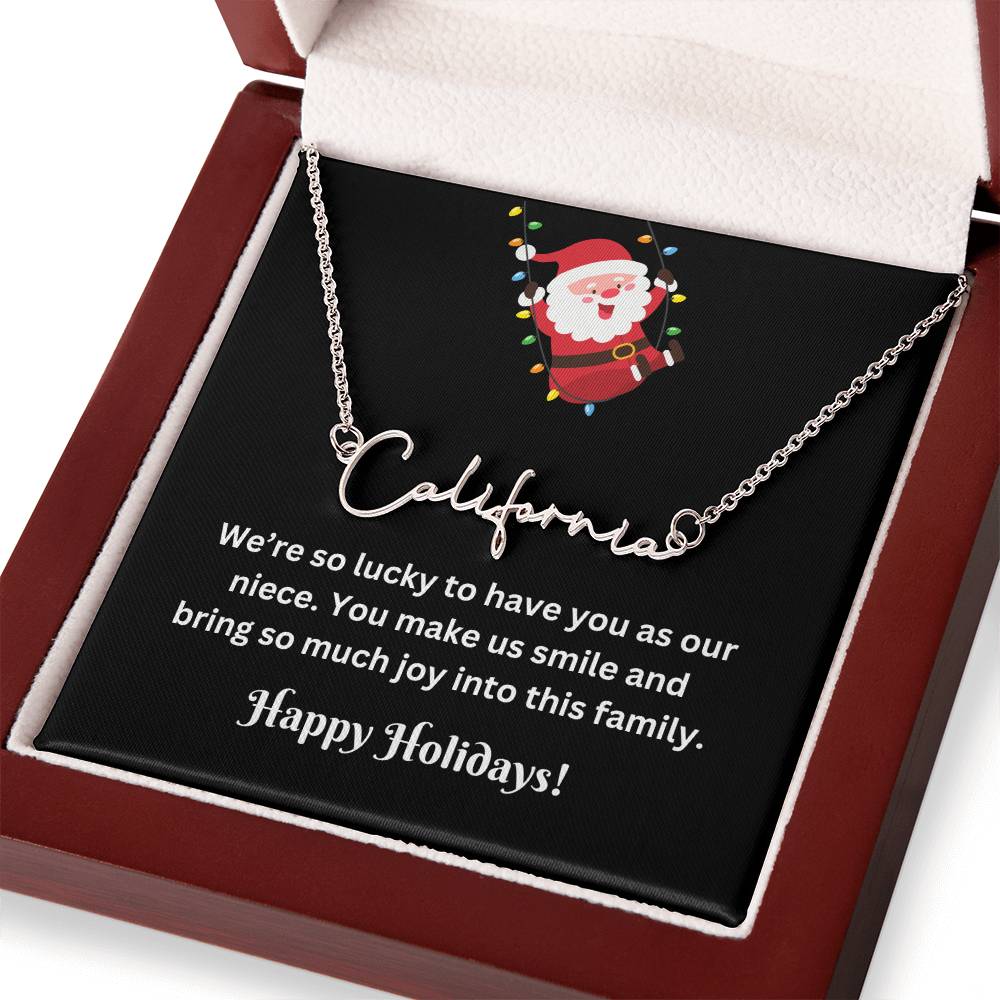 Christmas Niece Name Necklace