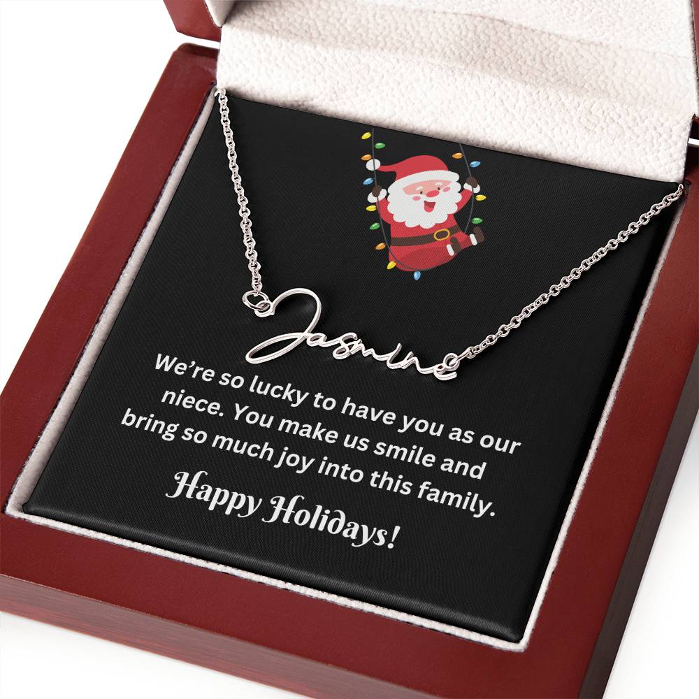 Christmas Niece Name Necklace