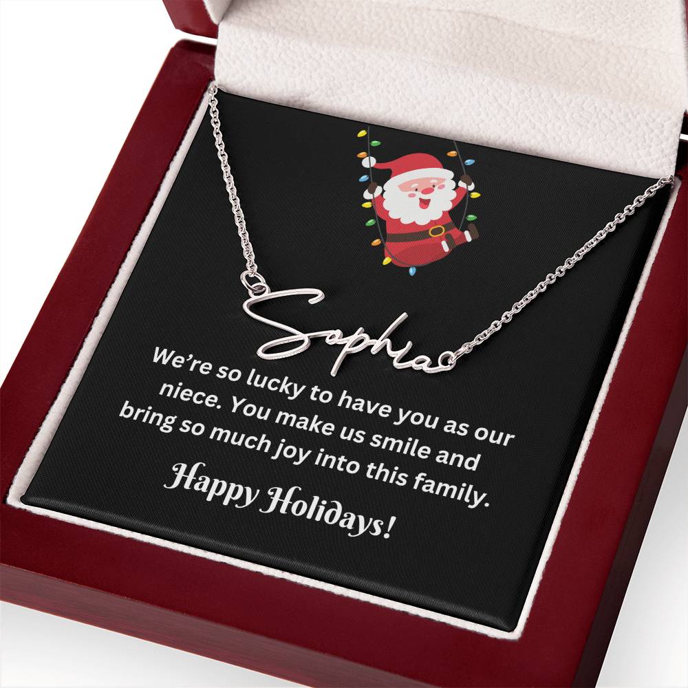 Christmas Niece Name Necklace