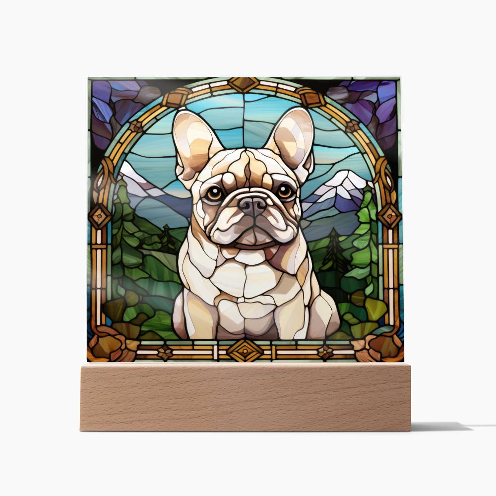 White French Bulldog Dog Acrylic  Square Plaque, Pet Memorial