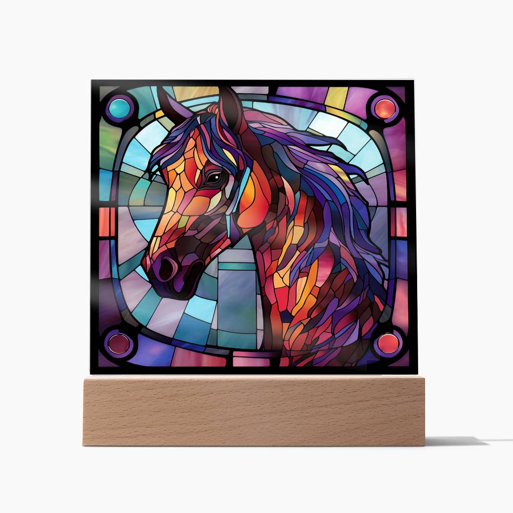 Horse Sublimation Stained Glass Square Acrylic Plaque