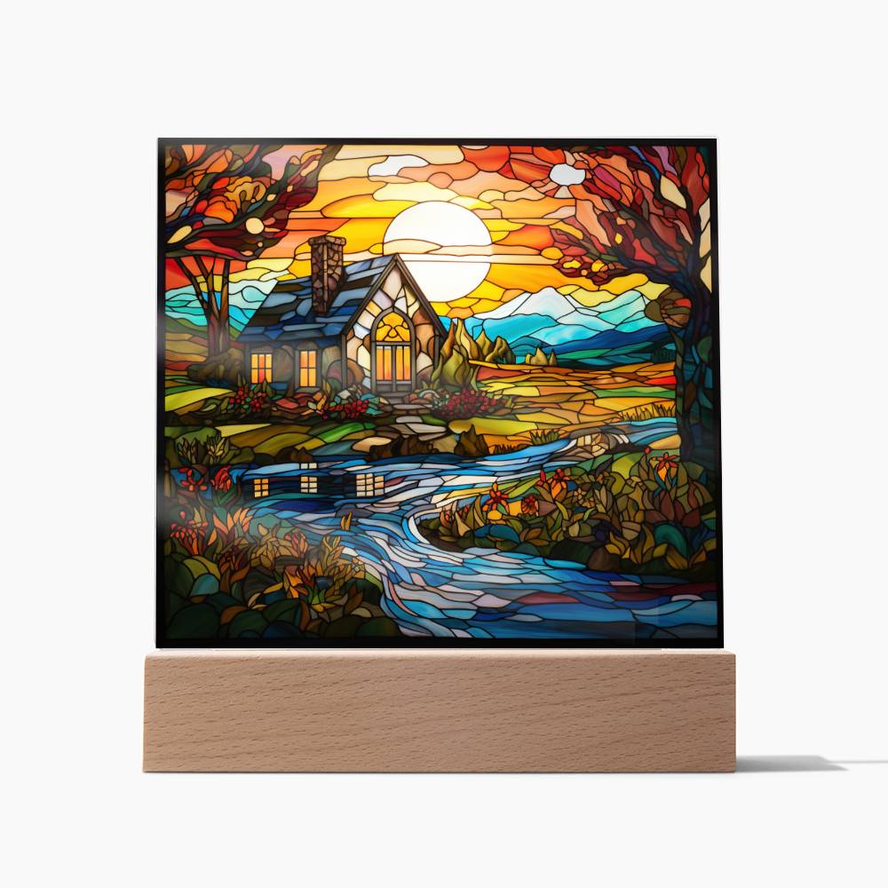 River Cabin Acrylic Plaque