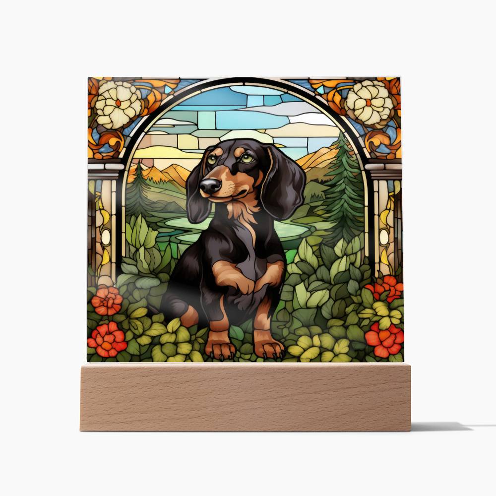 Dachshund Dog Acrylic  Square Plaque, Pet Memorial