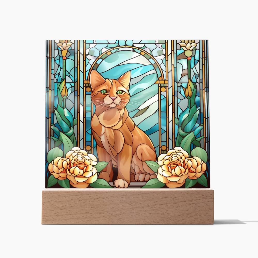 Cat Sublimation Stained Glass Square Acrylic Plaque