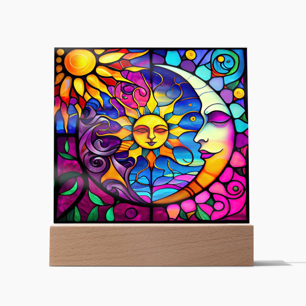 SG_SunMoonSon (2) Sublimation Stained Glass Square Acrylic Plaque