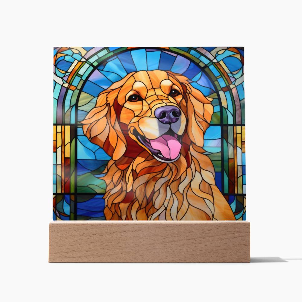 Golden Retriever Dog Acrylic  Square Plaque, Pet Memorial