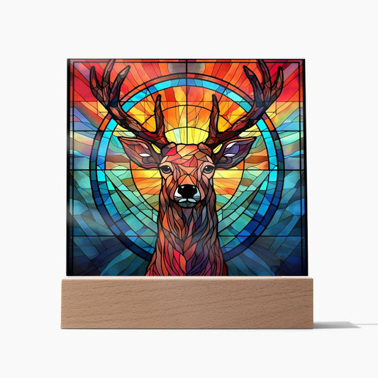 Buck Deer Sublimation Stained Glass Square Acrylic Plaque