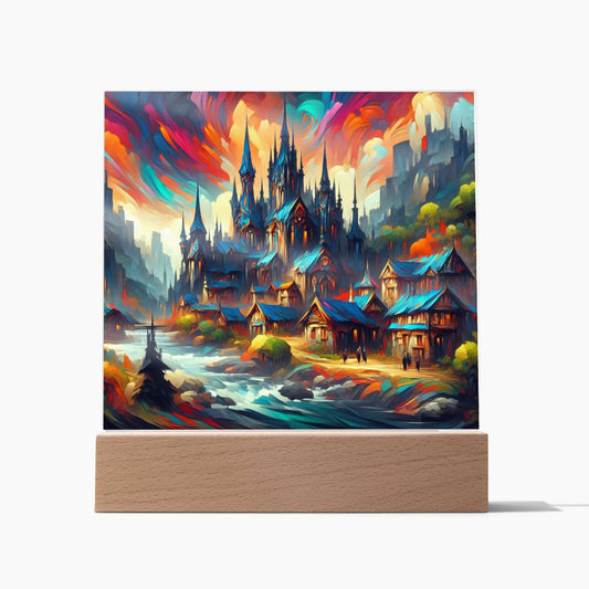 DnD Castle and Village on the Hill Acrylic Plaque