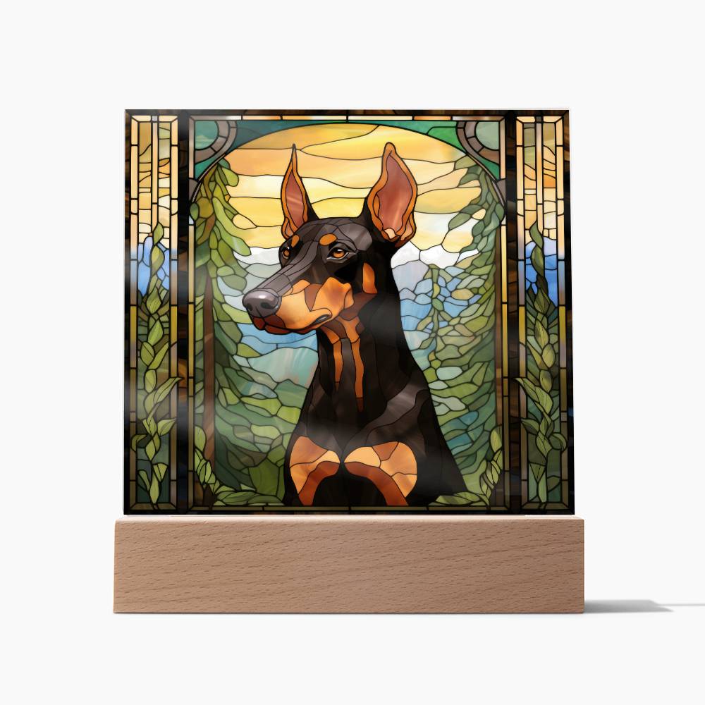 Dobermann Dog Acrylic  Square Plaque, Pet Memorial