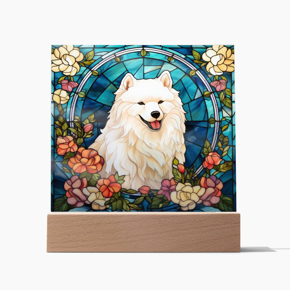 Samoyed Dog Acrylic  Square Plaque, Pet Memorial