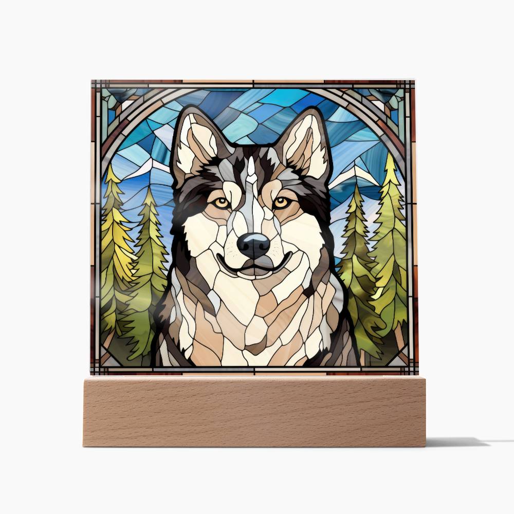 Siberian Husky Dog Acrylic  Square Plaque, Pet Memorial