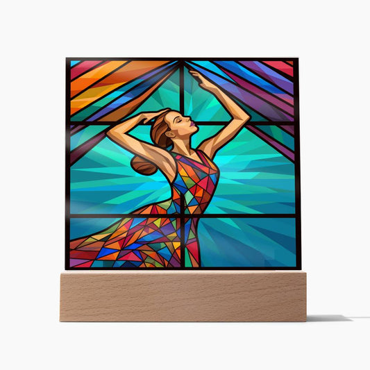 Dancer Sublimation Stained Glass Square Acrylic Plaque