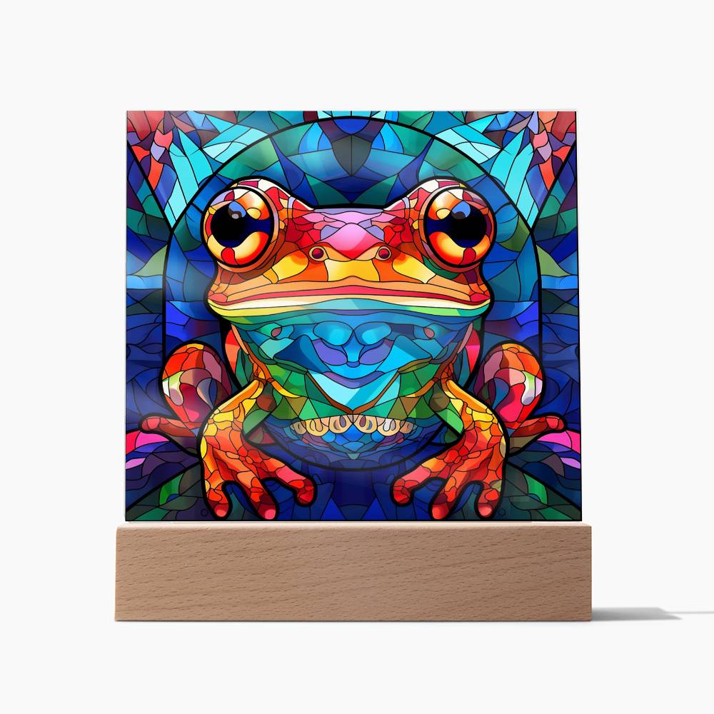 Frog Sublimation Stained Glass Square Acrylic Plaque