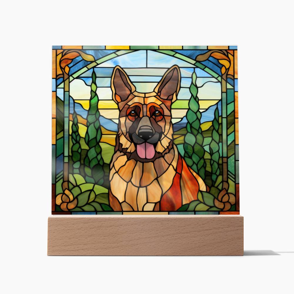 German Shepherd Dog Acrylic  Square Plaque, Pet Memorial