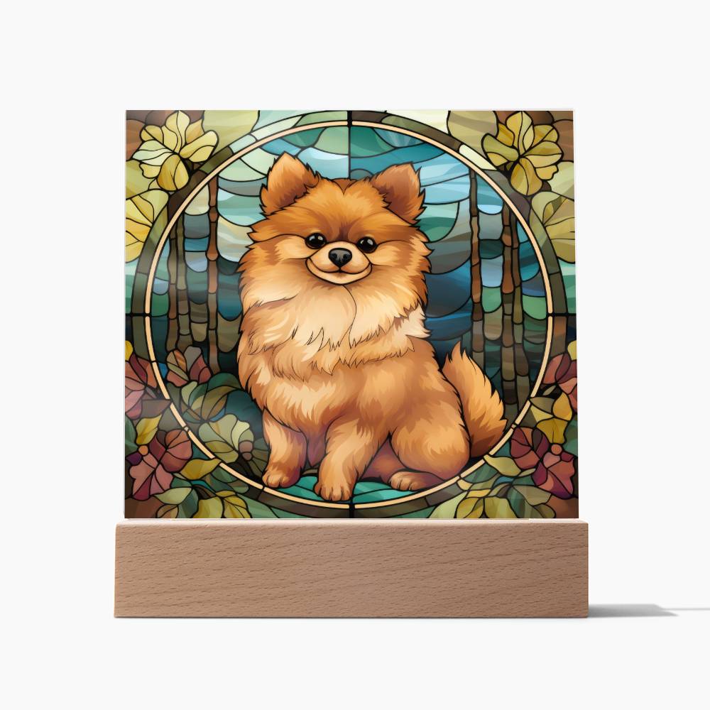 Pomeranian Dog Acrylic  Square Plaque, Pet Memorial