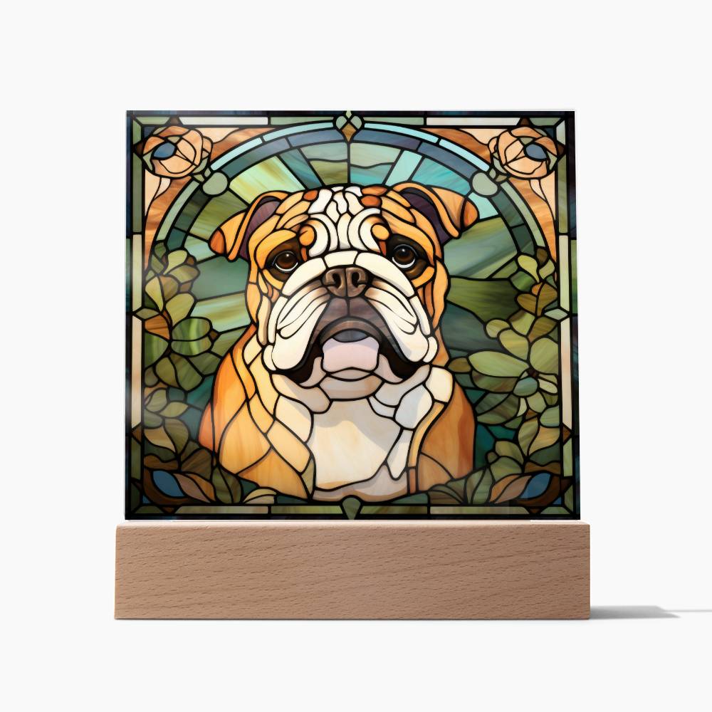 Bulldog Acrylic Square Plaque