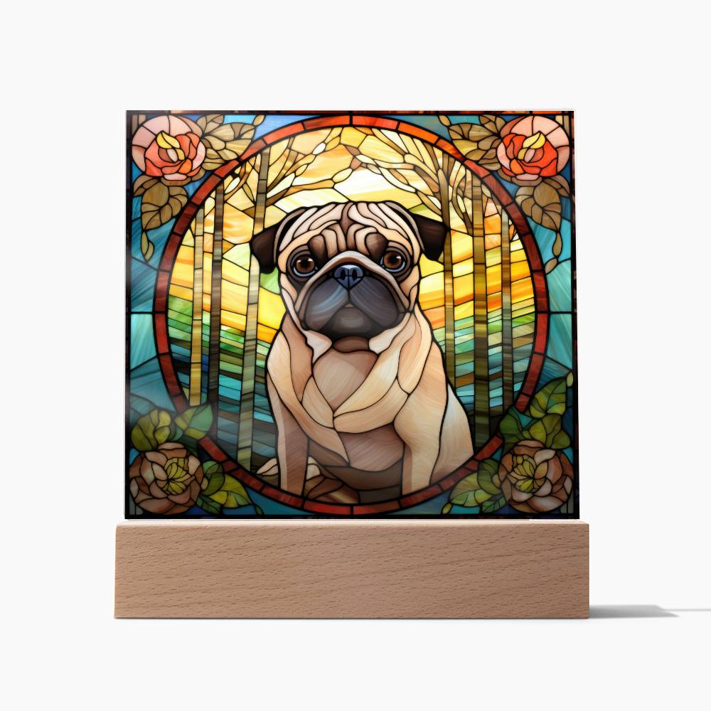 Pug Dog Acrylic  Square Plaque, Pet Memorial