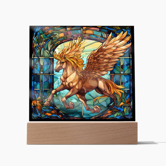 Pegasus Sublimation Stained Glass Square Acrylic Plaque