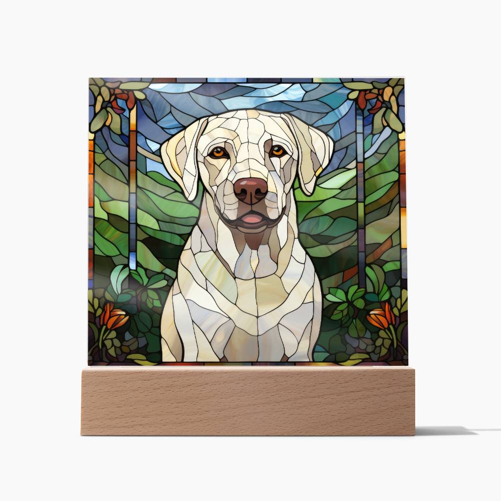 White Labrador Retriever Dog Acrylic  Square Plaque, Pet Memorial