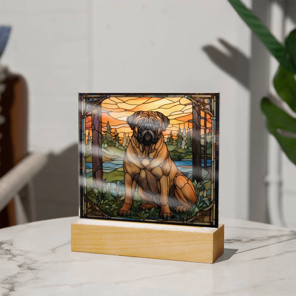 Bullmastiff Dog Acrylic  Square Plaque, Pet Memorial