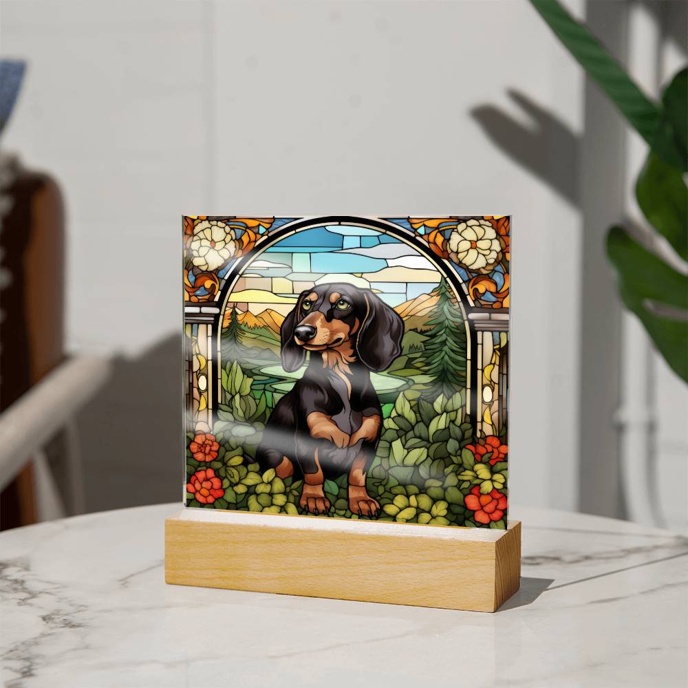 Dachshund Dog Acrylic  Square Plaque, Pet Memorial