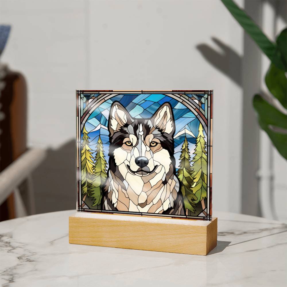 Siberian Husky Dog Acrylic  Square Plaque, Pet Memorial