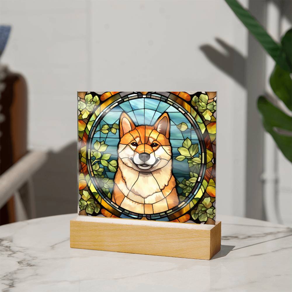 Shiba Inu Dog Acrylic  Square Plaque, Pet Memorial