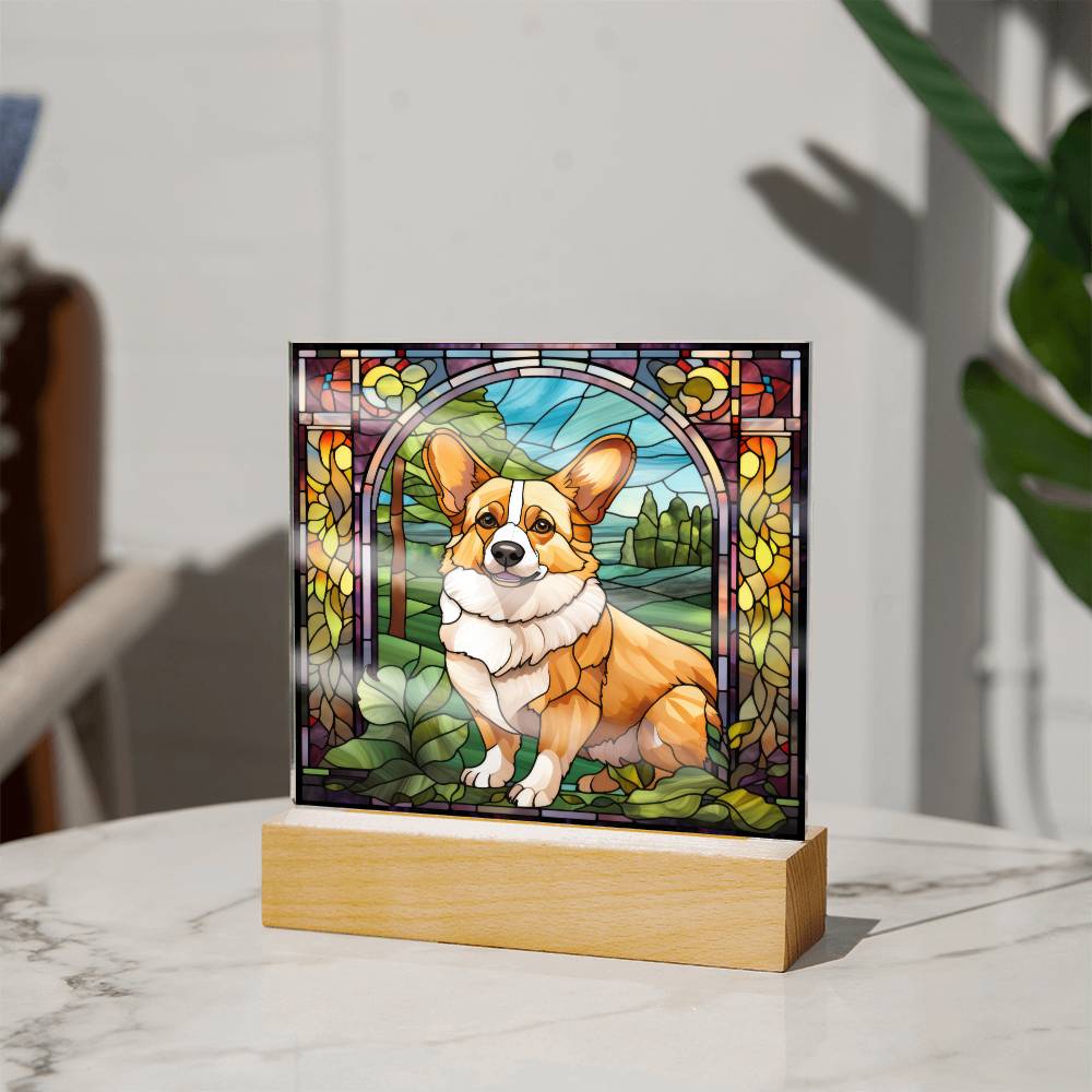 Pembroke Welsh Corgi Dog Acrylic  Square Plaque, Pet Memorial