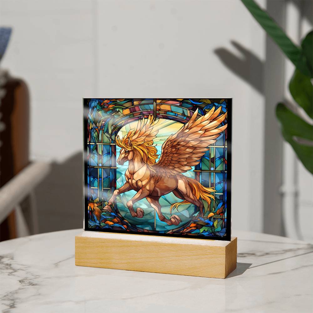 Pegasus Sublimation Stained Glass Square Acrylic Plaque