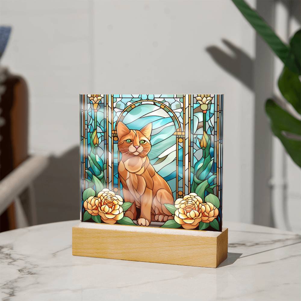 Cat Sublimation Stained Glass Square Acrylic Plaque