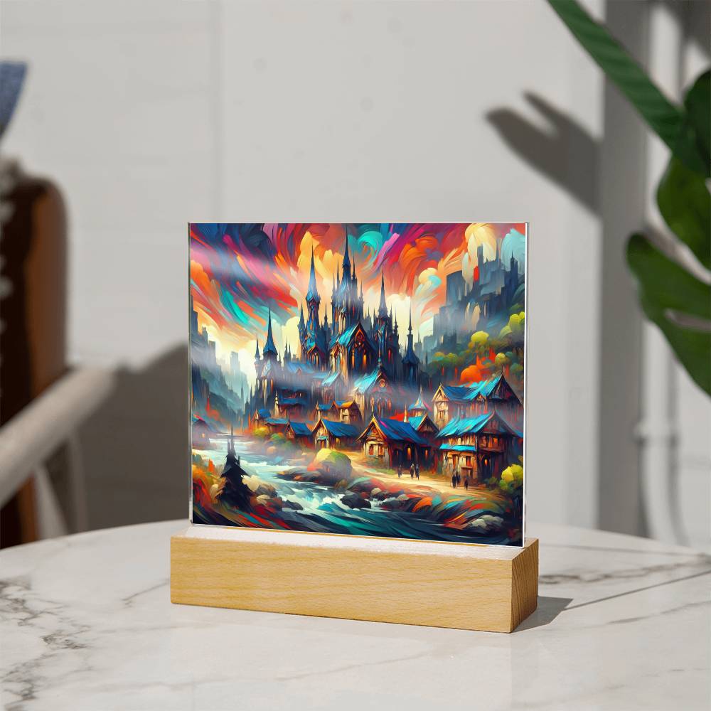 DnD Castle and Village on the Hill Acrylic Plaque