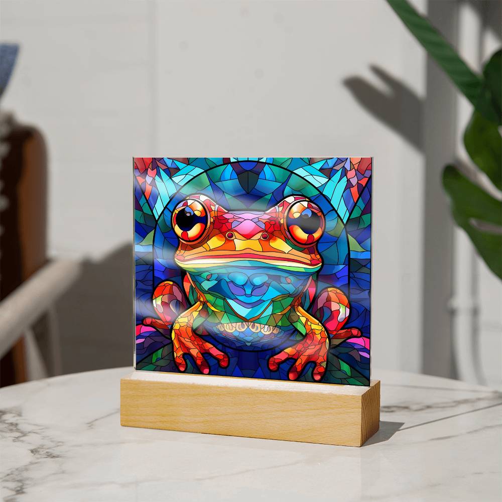 Frog Sublimation Stained Glass Square Acrylic Plaque