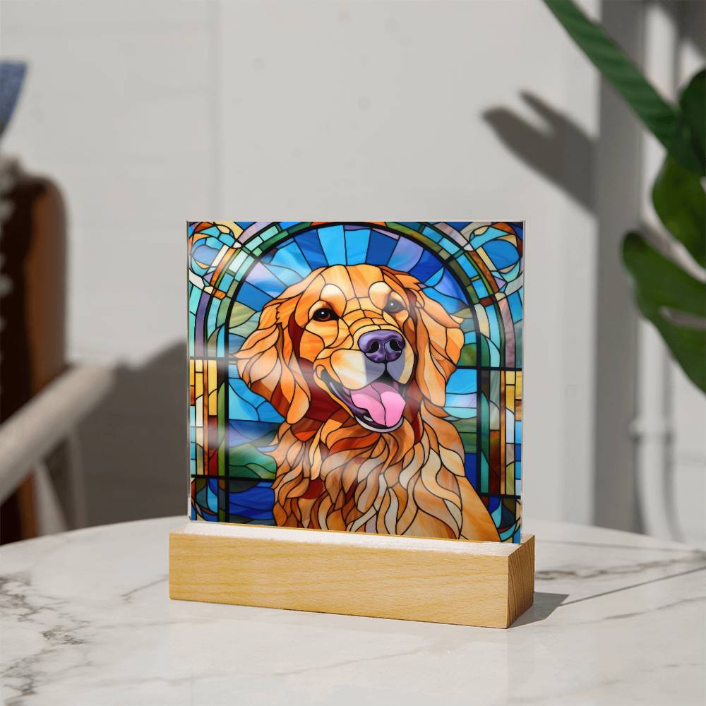 Golden Retriever Dog Acrylic  Square Plaque, Pet Memorial