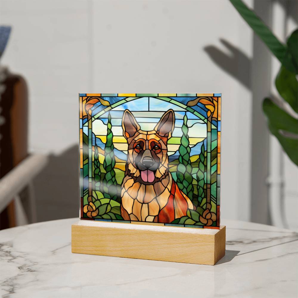 German Shepherd Dog Acrylic  Square Plaque, Pet Memorial