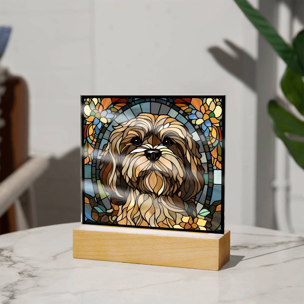 Dog Sublimation Stained Glass Square Acrylic Plaque