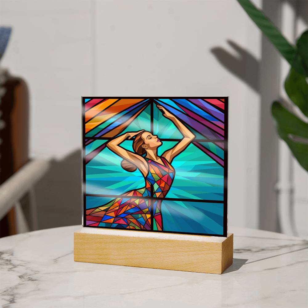 Dancer Sublimation Stained Glass Square Acrylic Plaque