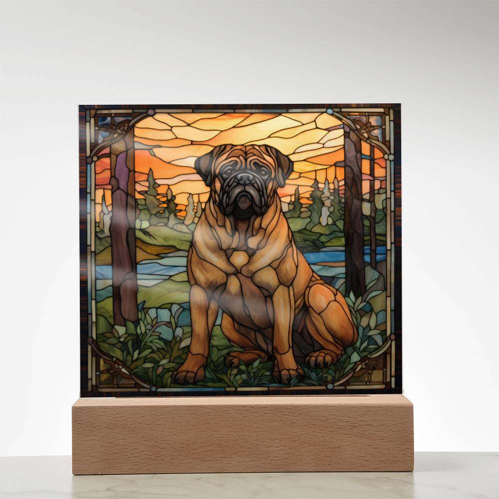 Bullmastiff Dog Acrylic  Square Plaque, Pet Memorial