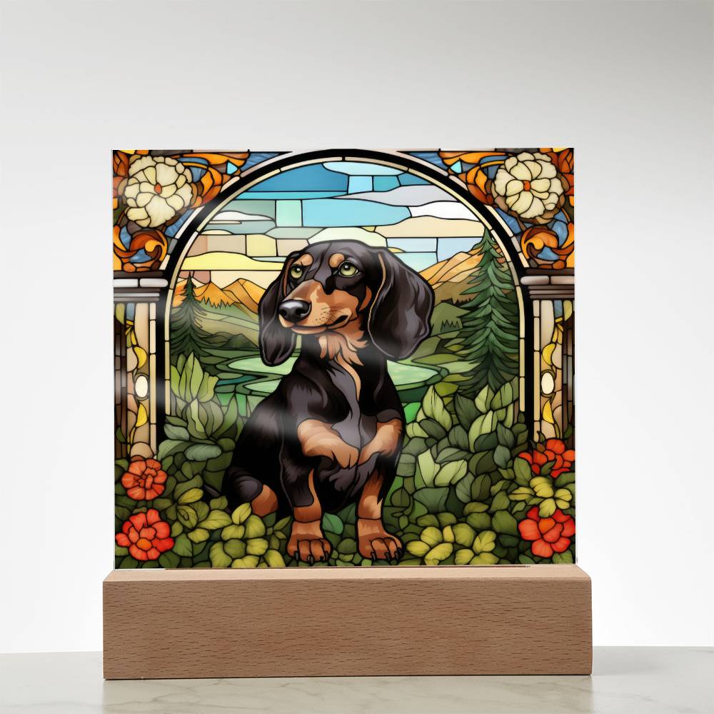 Dachshund Dog Acrylic  Square Plaque, Pet Memorial