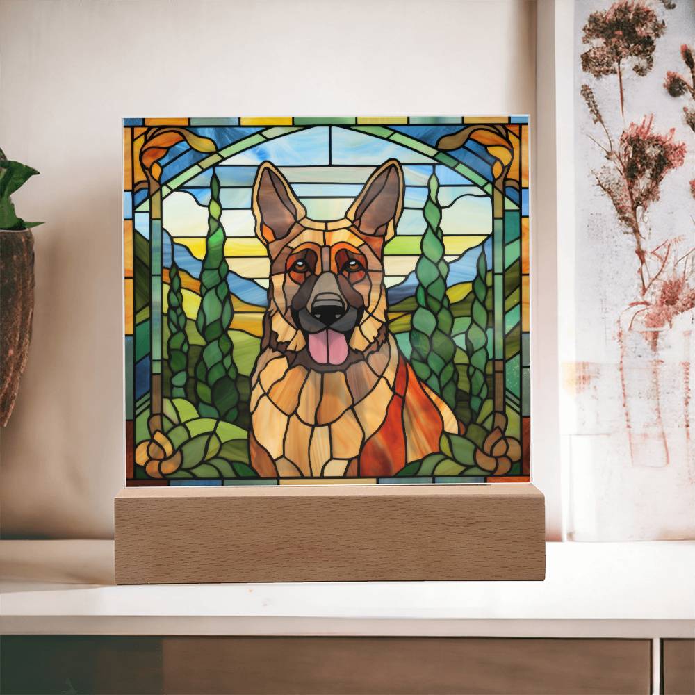 German Shepherd Dog Acrylic  Square Plaque, Pet Memorial